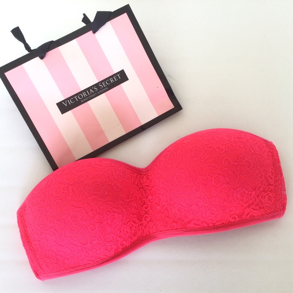 VICTORIAS SECRET PINK LACE BANDEAU BRA NWOT